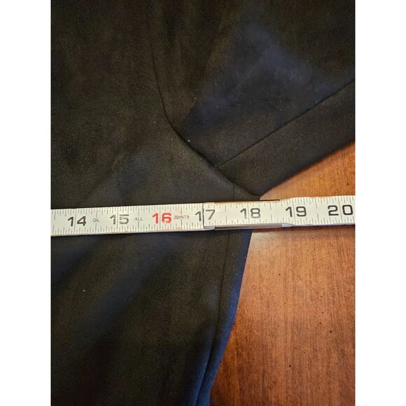 Zara Basic Black Faux Suede Jacket W/ Beaded Embellished Cuffs Hook & Eye Closur - Picture 8 of 13